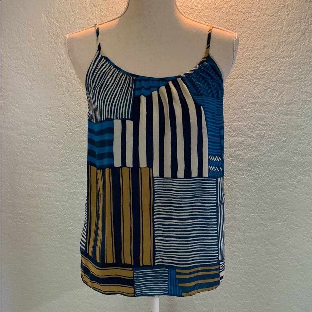 Loft Striped Blue and Gold Satiny Women's Top